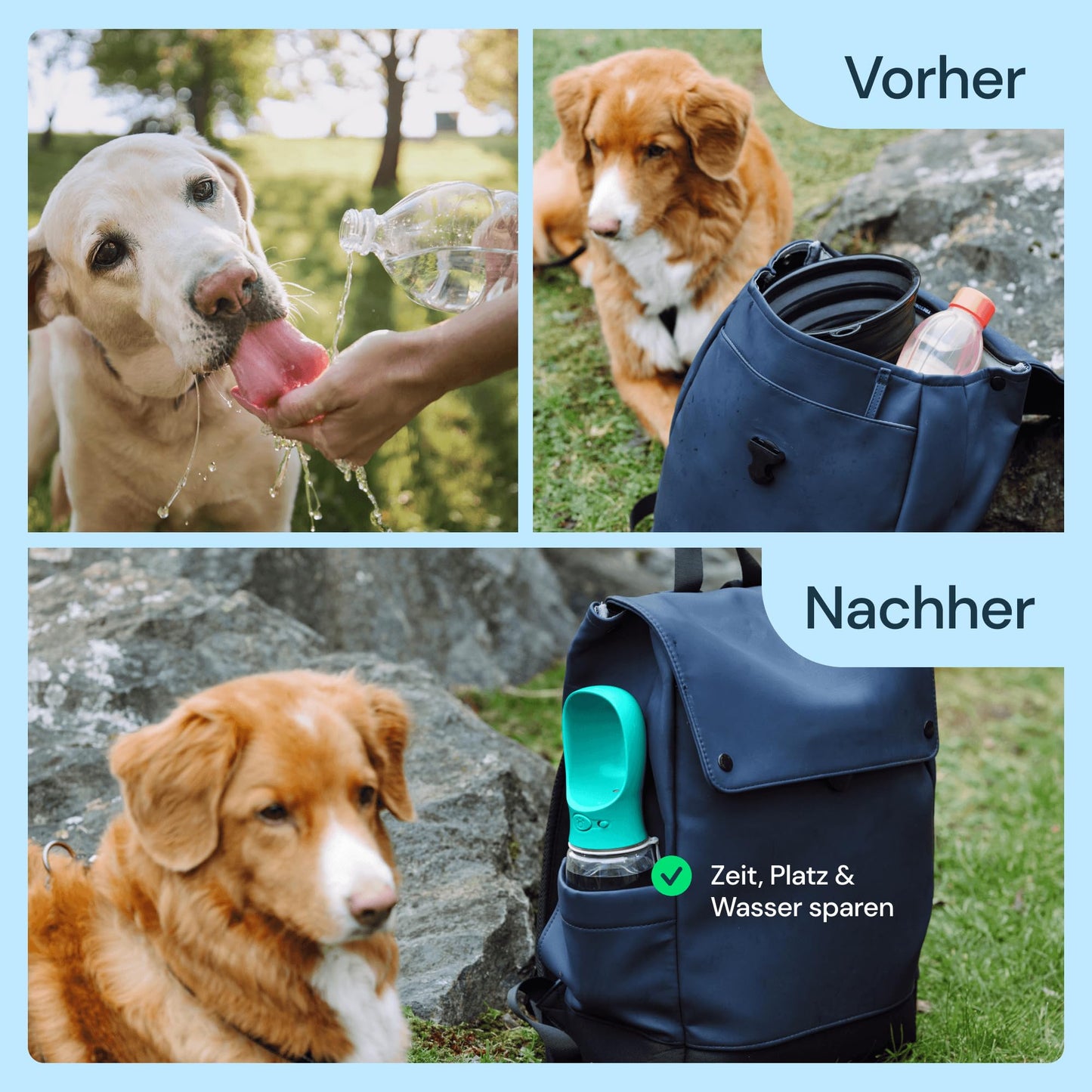 5-in-1 Wasserflasche & Futterspender mit Napf, Schaufel und Kotbeutelspender + GRATIS Geschenk! 🎁mit großem Silikon-Fußwaschbecher🎁 Nur 24h Angebot! ⏳🐶