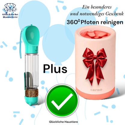 5-in-1 Wasserflasche & Futterspender mit Napf, Schaufel und Kotbeutelspender + GRATIS Geschenk! 🎁mit großem Silikon-Fußwaschbecher🎁 Nur 24h Angebot! ⏳🐶